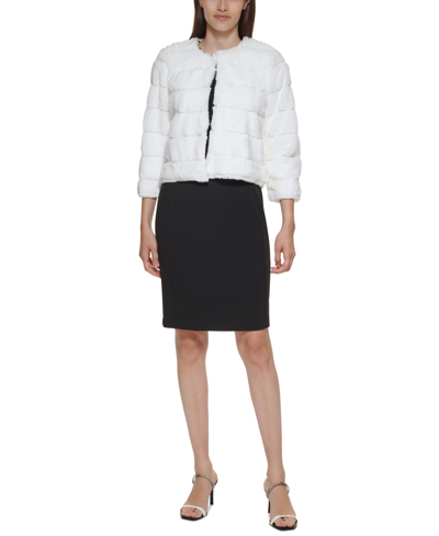 Shop Calvin Klein Women's Faux-fur Shrug In Winter White