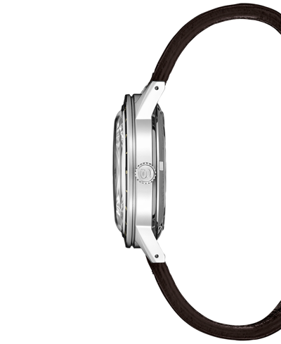 Seiko Men's Automatic Presage Gmt Brown Perforated Leather Strap Watch 41mm In Gray