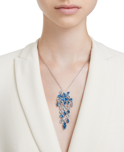 Shop Swarovski Silver-tone Gema Blue Crystal Chandelier Pendant Necklace, 17-3/4" + 8" Extender
