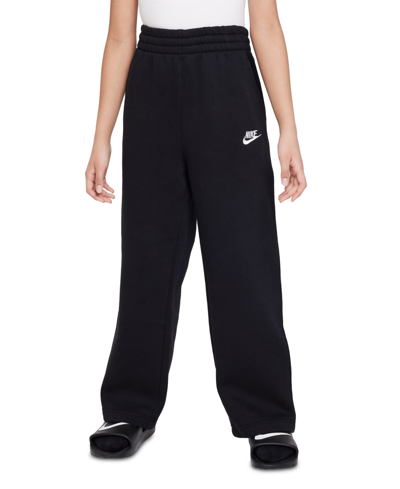 Shop Nike Big Girls Sportswear Club Fleece Wide-leg Pants In Black