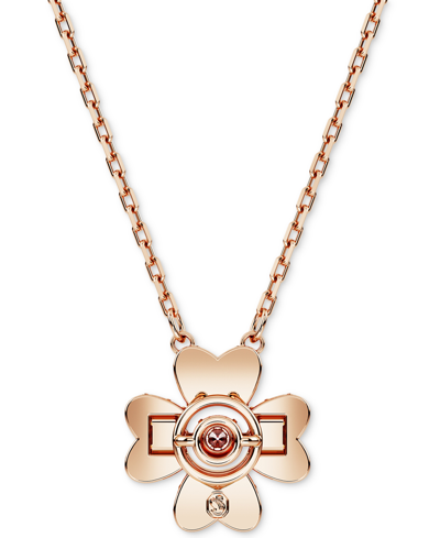 Swarovski Rose Gold-tone Idyllia Crystal Clover Pendant Necklace, 15" + 2-3/4" Extender In Rose Gold