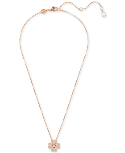 Swarovski Rose Gold-tone Idyllia Crystal Clover Pendant Necklace, 15" + 2-3/4" Extender In Rose Gold