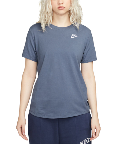 Shop Nike Women's Sportswear Club Essentials T-shirt In Diffused Blue