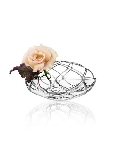 Orrefors Bloom Glass & Metal Round Vase In Clear