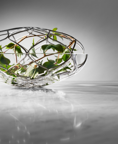 Orrefors Bloom Glass & Metal Round Vase In Clear