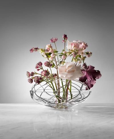 Orrefors Bloom Glass & Metal Round Vase In Clear