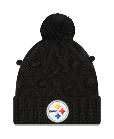 Shop New Era Big Girls  Black Pittsburgh Steelers Toasty Cuffed Knit Hat With Pom