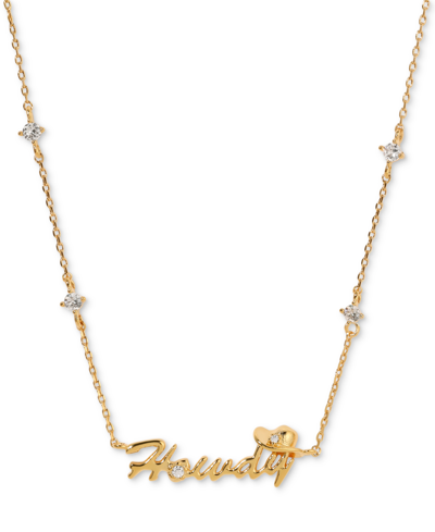 Girls Crew 18k Gold-plated Crystal Howdy Script Choker Pendant Necklace, 13" + 3" Extender In Gold