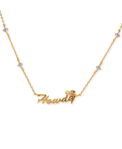 Girls Crew 18k Gold-plated Crystal Howdy Script Choker Pendant Necklace, 13" + 3" Extender In Gold