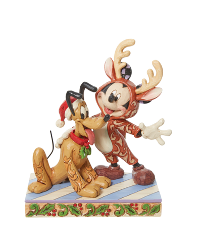 Shop Jim Shore Mickey Reindeer With Pluto Santa In Multi