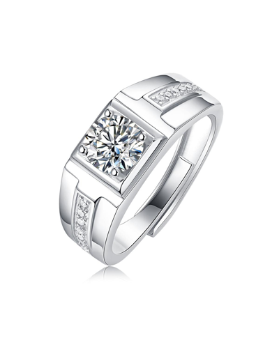 Shop Stella Valentino Sterling Silver White Gold Plated 1ctw Princess Cut Lab Created Moissanite Solitaire Pave Trim Engag