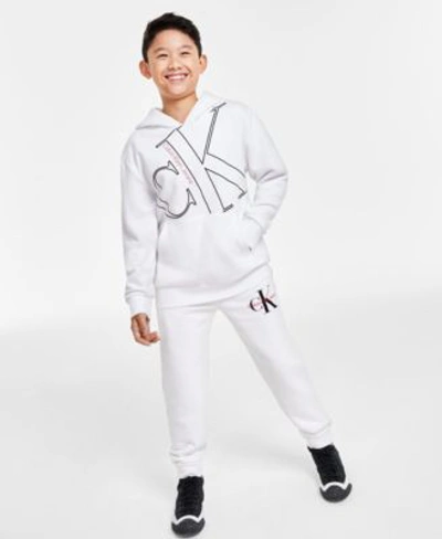 Shop Calvin Klein Big Boys Drawstring Joggers Pullover Hoodie In White
