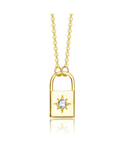 Shop Stella Valentino Sterling Silver 14k Gold Plated With 0.60ctw Lab Created Moissanite Padlock Pendant Necklace