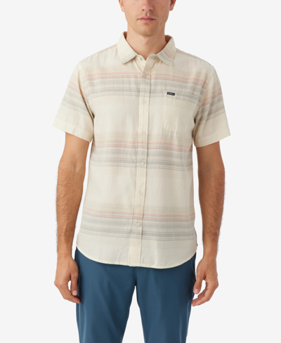 Shop O'neill Men's Seafaring Stripe Short Sleeve Standard Shirt In Cream