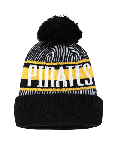 Shop New Era Big Boys And Girls  Black Pittsburgh Pirates Striped Cuffed Knit Hat With Pom