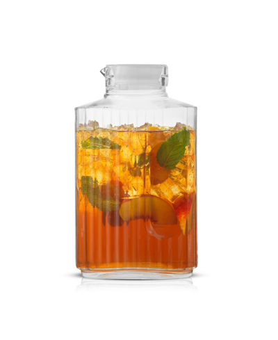Joyjolt Glass Beverage Pitcher With Lids, 68 oz In Clear,white
