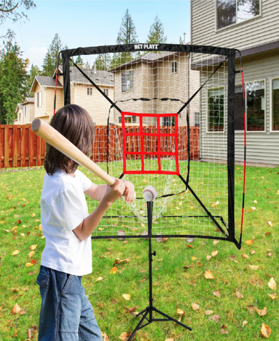 Net Playz Baseball Net, Kids Practice Net, Hitting Pitching Training Aids, Portable, 5' X 5' In Black