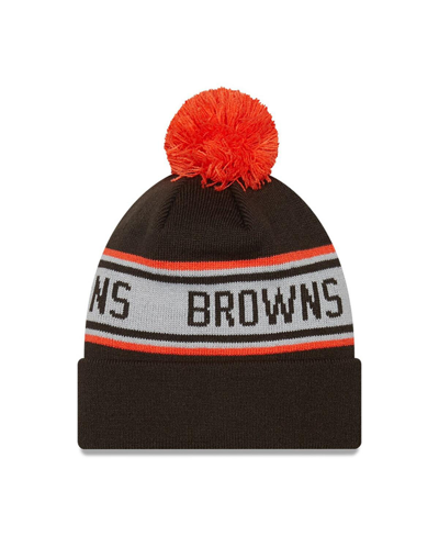Shop New Era Preschool Boys And Girls  Brown Cleveland Browns Repeat Cuffed Knit Hat With Pom