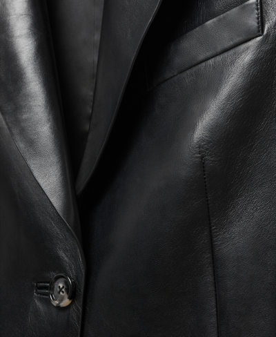 Shop Mango Women's Long Leather Vest In Black