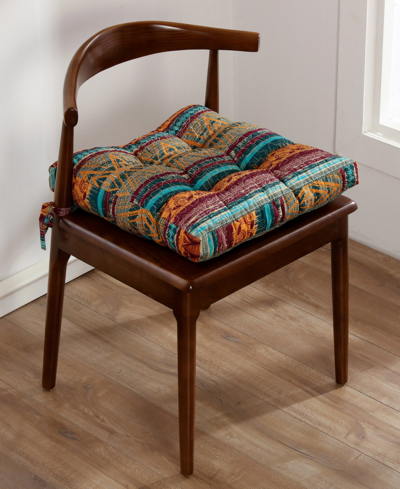 Shop Greenland Home Fashions Southwest Triple-cushioned 4 Piece Chair Pad Set, 18" X 18" X 4" In Siesta