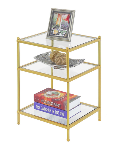 Shop Convenience Concepts 16.25" Glass Royal Crest 3 Tier End Table In Clear Glass,gold-tone Tubing With Powde