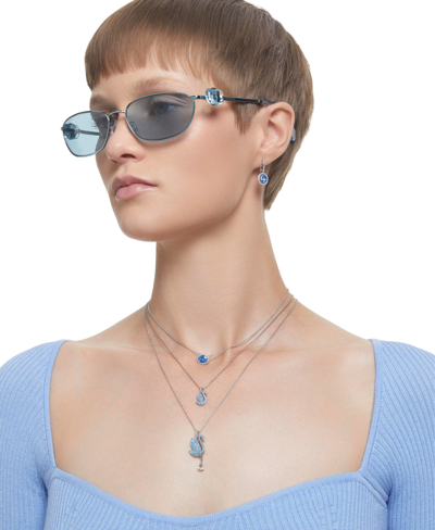 Shop Swarovski Constella Silver-tone Crystal Necklace, 17-3/4" In Blue