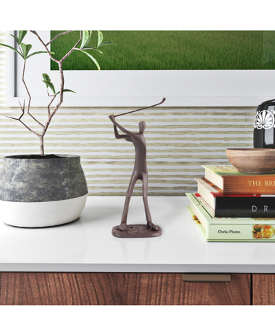 Danya B Golfer Cast Iron Sculpture In Dark Brown