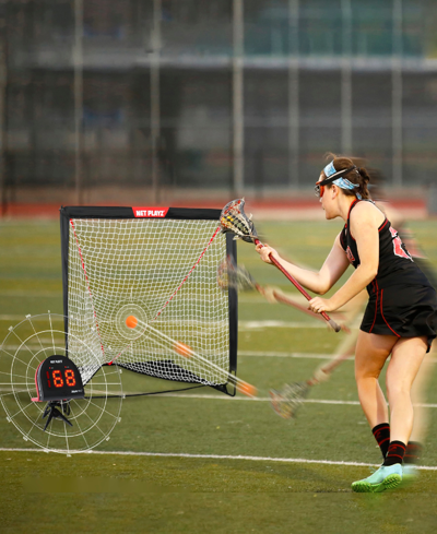 Net Playz Lacrosse Combo, Lacrosse Practice Net And Speed Radar Gift Set Training Equipment For Lacrosse Playe In Black