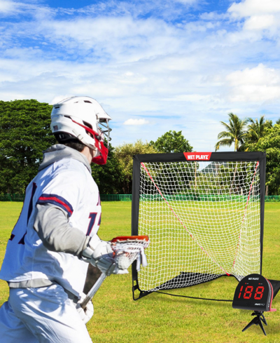 Net Playz Lacrosse Combo, Lacrosse Practice Net And Speed Radar Gift Set Training Equipment For Lacrosse Playe In Black
