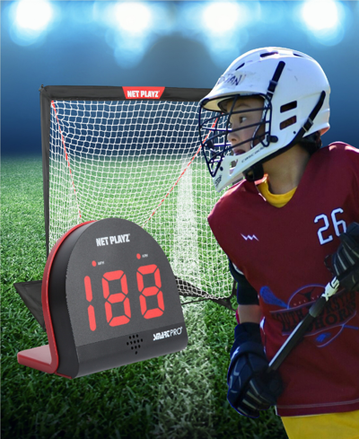 Net Playz Lacrosse Combo, Lacrosse Practice Net And Speed Radar Gift Set Training Equipment For Lacrosse Playe In Black