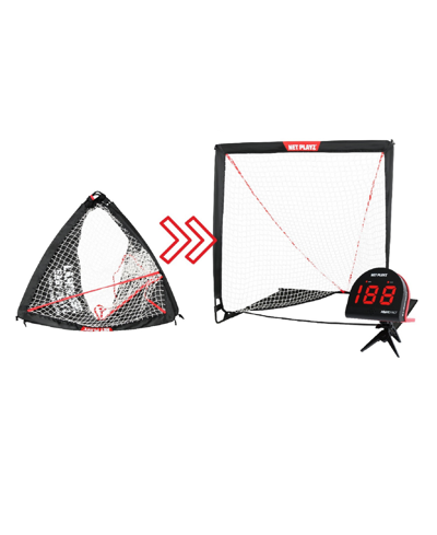 Net Playz Lacrosse Combo, Lacrosse Practice Net And Speed Radar Gift Set Training Equipment For Lacrosse Playe In Black
