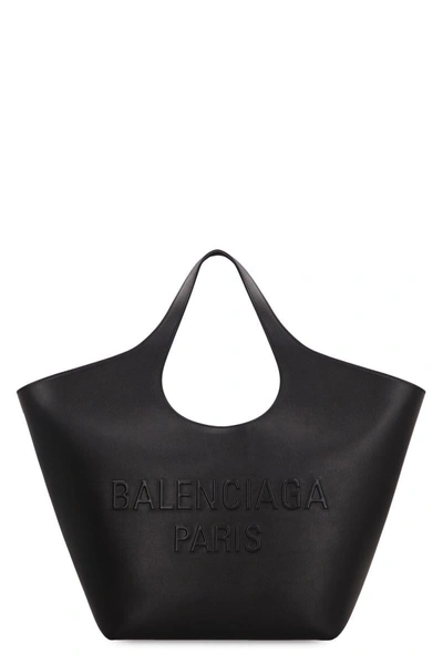 Shop Balenciaga Mary-kate Medium Leather Tote In Black