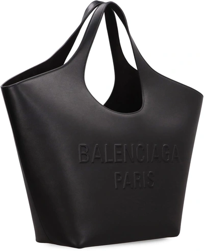 Shop Balenciaga Mary-kate Medium Leather Tote In Black