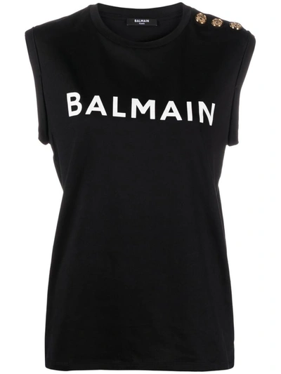 Shop Balmain - Top In Noir Blanc