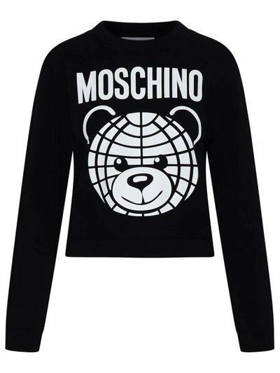 Shop Moschino Black Cotton Sweatshirt