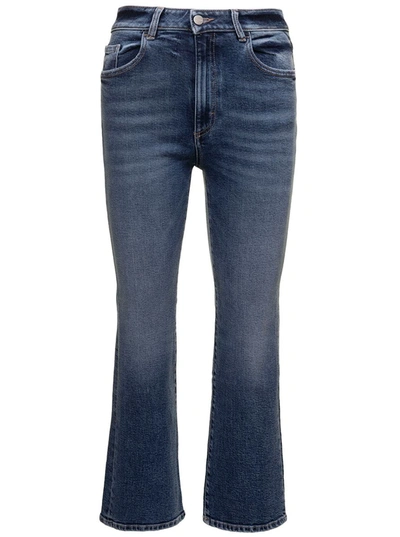 Shop Icon Denim Black High-waisted Slightly Flared Jeans In Cotton Denim Woman In Blu