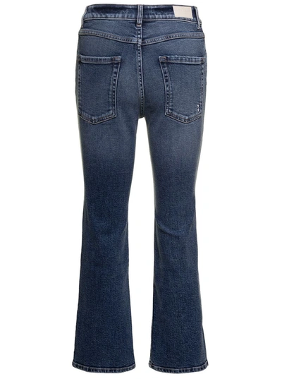 Shop Icon Denim Black High-waisted Slightly Flared Jeans In Cotton Denim Woman In Blu