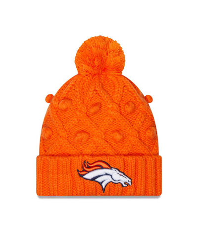 Shop New Era Women's  Orange Denver Broncos Toasty Cuffed Knit Hat With Pom