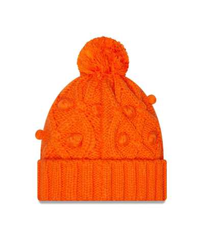 Shop New Era Women's  Orange Denver Broncos Toasty Cuffed Knit Hat With Pom