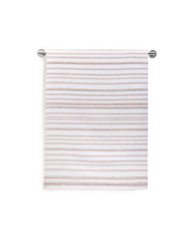Shop Cassadecor Urbane Stripe Cotton Bath Towel, 30" X 56" In Linen,white