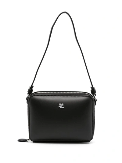 Shop Courrèges Cloud Leather Handbag In Black