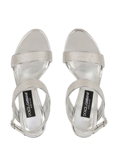 Shop Dolce & Gabbana Keira Satin Sandals In Silver