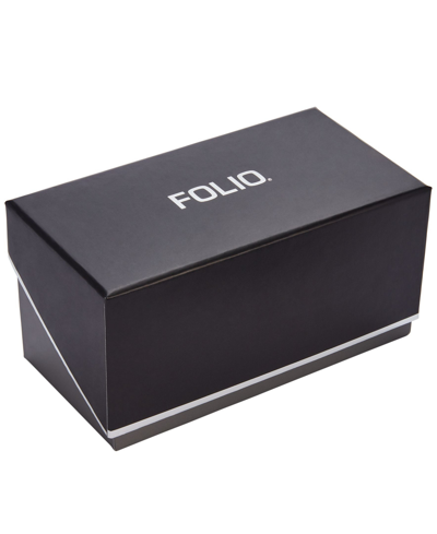 Folio Men's Quartz Three Hand Black Polyurethane Watch 48mm, Gift Set In Black