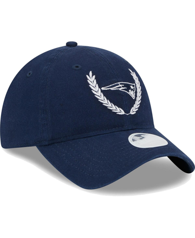 New Era Navy New England Patriots Leaves 9twenty Adjustable Hat In Navy