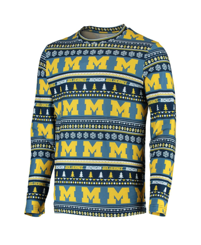 Concepts Sport Navy Michigan Wolverines Ugly Sweater Knit Long Sleeve Top And Pant Set In Navy