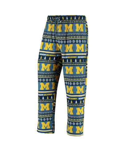 Concepts Sport Navy Michigan Wolverines Ugly Sweater Knit Long Sleeve Top And Pant Set In Navy