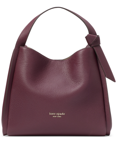 Shop Kate Spade Knott Pebbled Leather Crossbody Tote In Deep Cherry