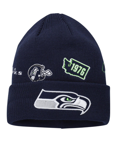 Shop New Era Big Boys And Girls  College Navy Seattle Seahawks Identity Cuffed Knit Hat