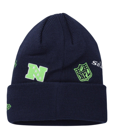 Shop New Era Big Boys And Girls  College Navy Seattle Seahawks Identity Cuffed Knit Hat