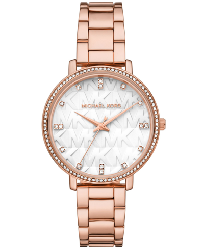 Shop Michael Kors Women's Pyper Rose Gold-tone Stainless Steel Bracelet Watch 38mm In Rose Gold- Tone